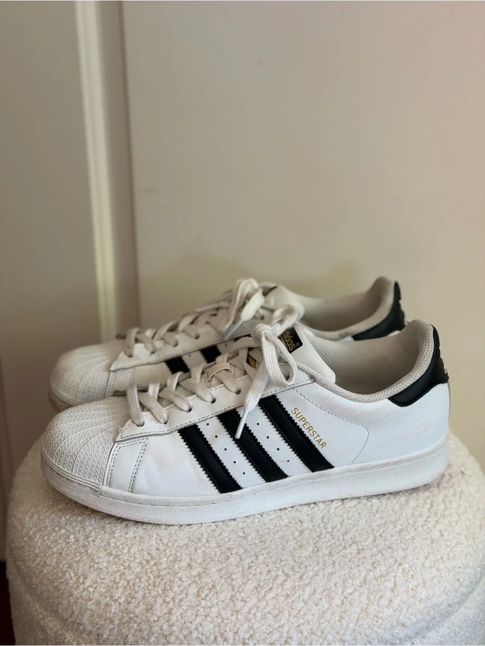 adidas White Sneakers with Black Stripes